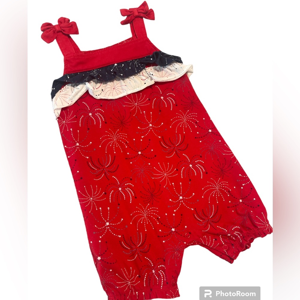 Girls Patriotic Firework Outfit 24M with bow detail